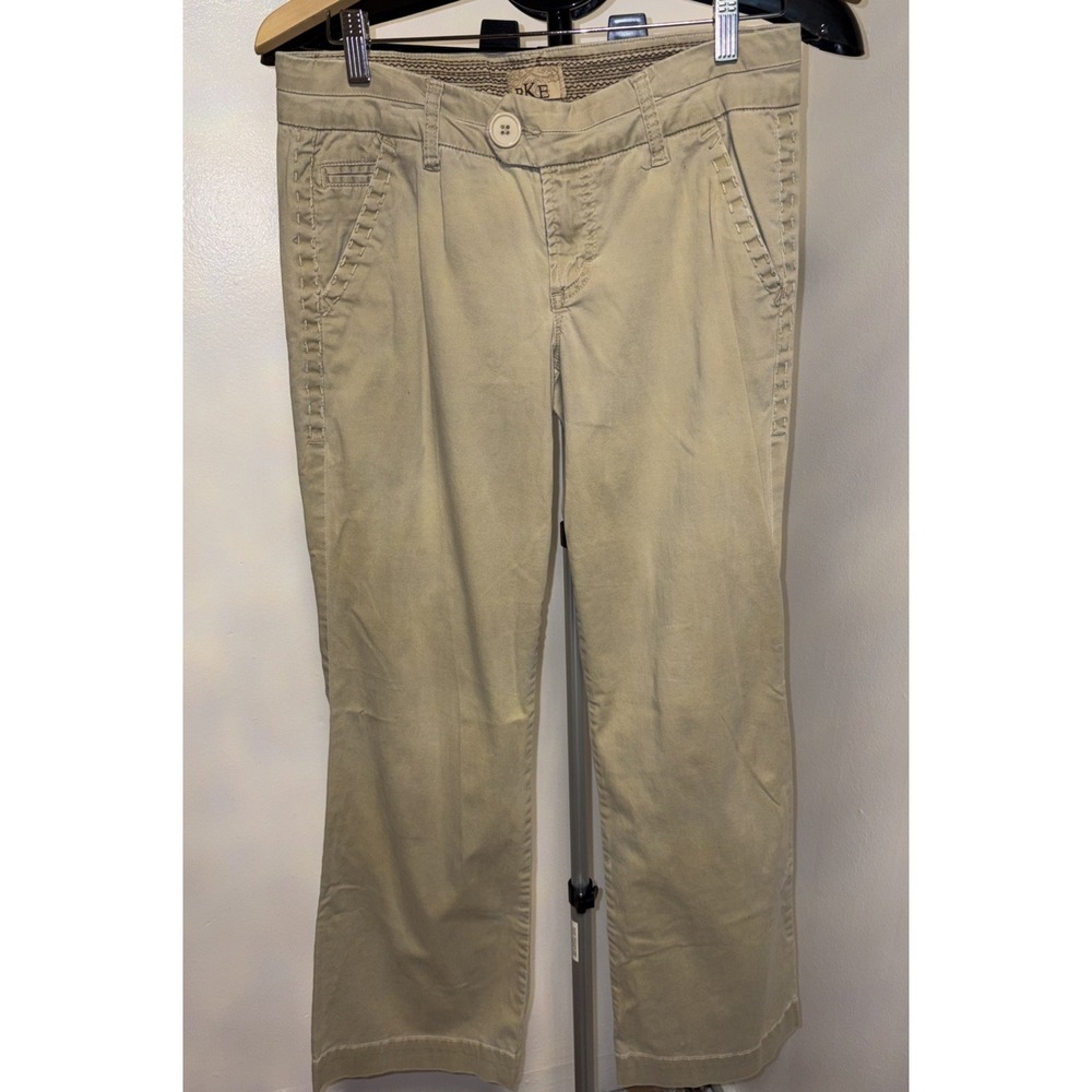 BKE Buckle Casuals Straight Khaki Pants 30‎ Tan Med Wash Flat Front Stretch